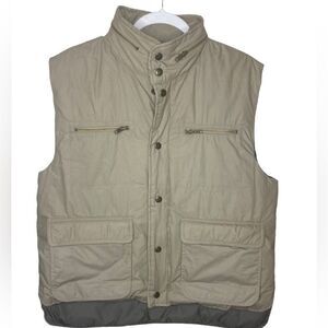 SKOR Puffer Down Blend Men’s Sz Lrg Tan Hooded Outdoor Walking Warm Cotton Vest